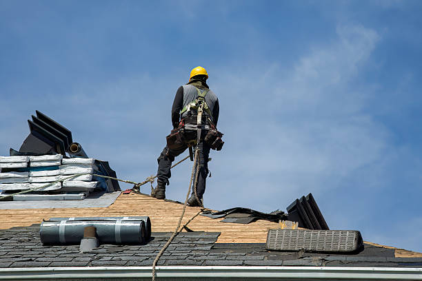 Professional Gutter Installation technician working in Asher, OK